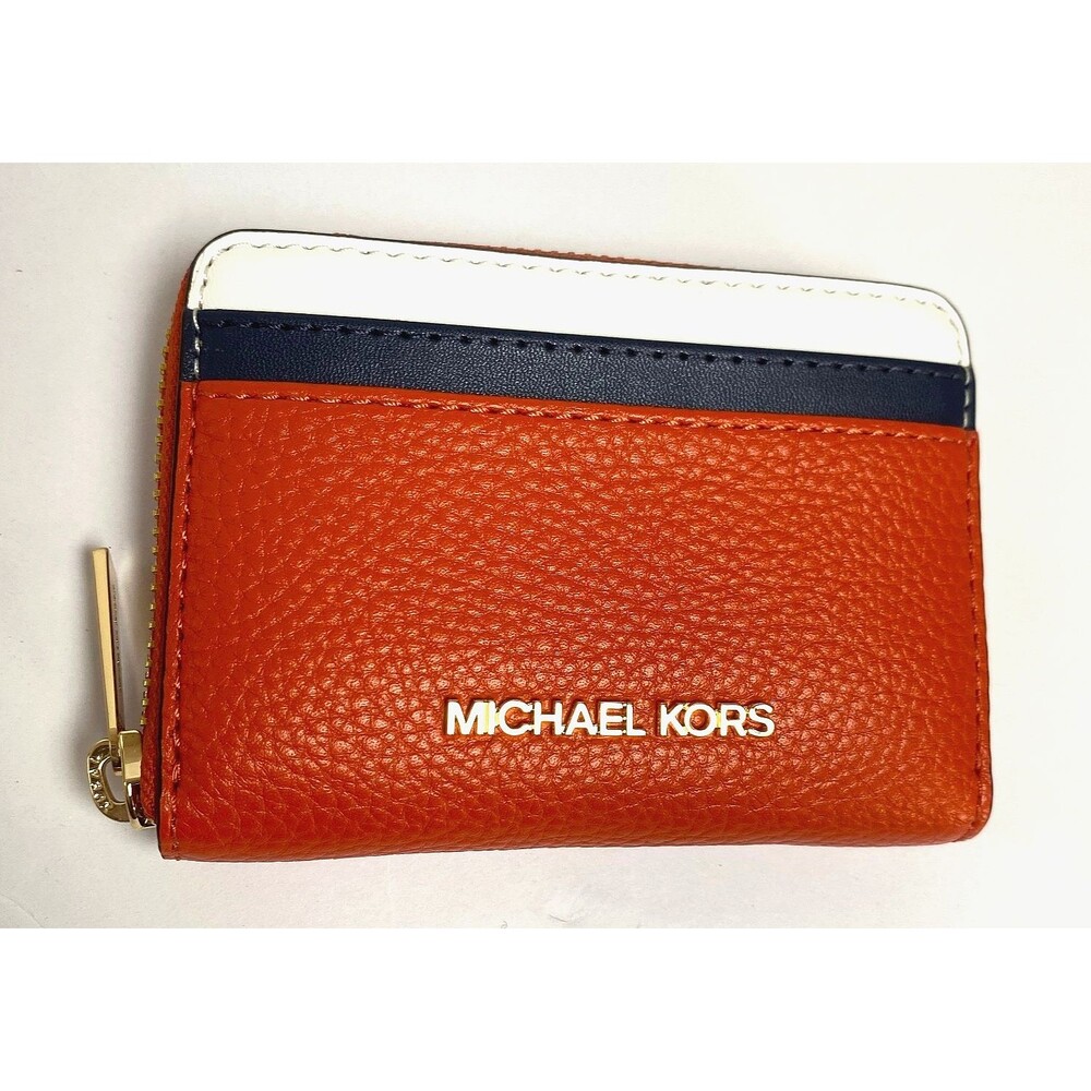 Michael Kors Jet Set Travel Card Case Wallet Red Clay Multicolor 35S4GTVD8L NWT